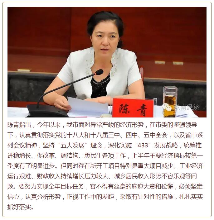 陳青在市政府全體會議上強調(diào)：緊盯一個目標抓好九大任務落實強化三項保障，確保全市經(jīng)濟社會持續(xù)快速發(fā)展