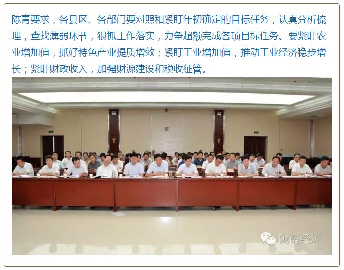 陳青在市政府全體會議上強調(diào)：緊盯一個目標抓好九大任務落實強化三項保障，確保全市經(jīng)濟社會持續(xù)快速發(fā)展